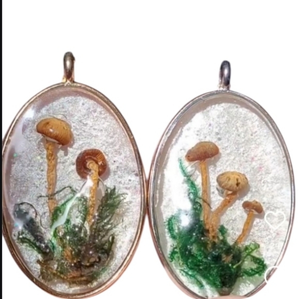 Oval Mushroom Botanical Pendant